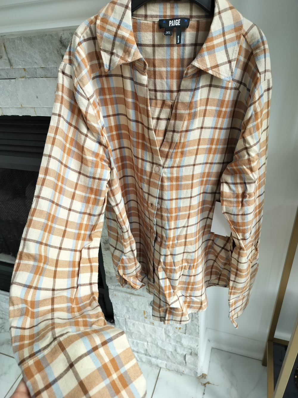 PAIGE Womem Plaid Button-Up Shirt